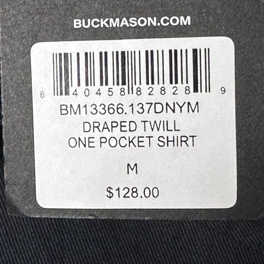 Buck Mason Draped Twill One Pocket Shirt Mens Size M Ironwood Black NWT - Picture 3 of 6
